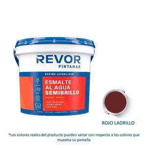 Esmalte Al Agua Semibrillo Pintamax 1 Gl Rojo Ladrillo Revor